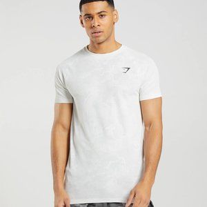 Gymshark Mens GEO SEAMLESS T-SHIRT White/Light Grey L